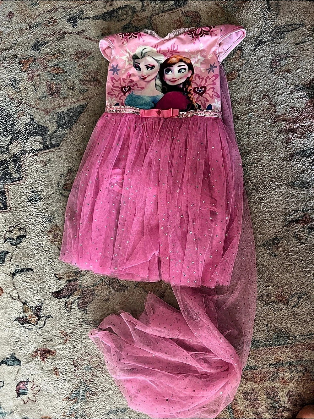 Disney Frozen Girls 130 Pink Floral Party Dress